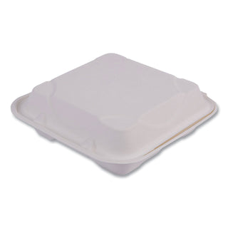 Eco-Products® Vanguard Renewable and Compostable Sugarcane Clamshells, 3-Compartment, 9 x 9 x 3, White, 200/Carton (ECOEPHC93NFA)