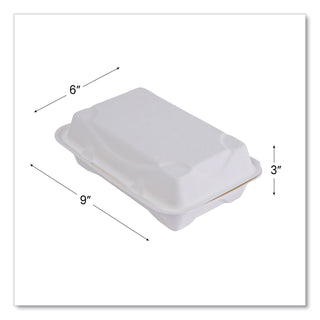 Eco-Products® Vanguard Renewable and Compostable Sugarcane Clamshells, 1-Compartment, 9 x 6 x 3, White, 250/Carton (ECOEPHC96NFA)