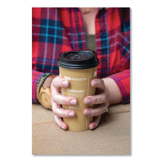 Eco-Products® EcoLid 25% Recy Content Hot Cup Lid, Black, F/10-20oz, 100/PK, 10 PK/CT (ECPEP-HL16-BR)