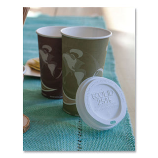 Eco-Products® EcoLid 25% Recy Content Hot Cup Lid, White, F/10-20oz, 100/PK, 10 PK/CT (ECOEPHL16WR)