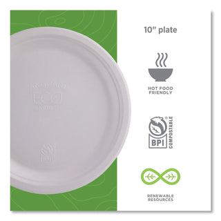 Eco-Products® Vanguard Renewable and Compostable Sugarcane Plates, 10", White, 500/Carton (ECOEPP005NFA)