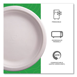 Eco-Products® Vanguard Renewable and Compostable Sugarcane Plates, 9", White, 500/Carton (ECOEPP013NFA)