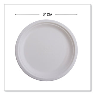 Eco-Products® Vanguard Renewable and Compostable Sugarcane Plates, 6", White, 1,000/Carton (ECOEPP016NFA)