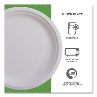 Eco-Products® Vanguard Renewable and Compostable Sugarcane Plates, 6", White, 1,000/Carton (ECOEPP016NFA)