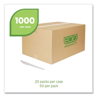 Eco-Products® Plantware Compostable Cutlery, Knife, 6", Pearl White, 50/Pack, 20 Pack/Carton (ECOEPS011)