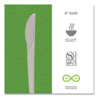 Eco-Products® Plantware Compostable Cutlery, Knife, 6", Pearl White, 50/Pack, 20 Pack/Carton (ECOEPS011)