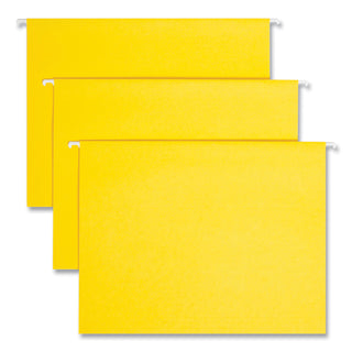 Smead™ Colored Hanging File Folders, Letter Size, 1/5-Cut Tab, Yellow, 25/Box (SMD64069)