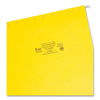 Smead™ Colored Hanging File Folders, Letter Size, 1/5-Cut Tab, Yellow, 25/Box (SMD64069)