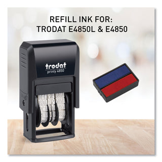 Trodat® T4850 Printy Replacement Pad for Trodat Self-Inking Stamps, 0.19" x 1", Blue/Red (USSP4850BR)