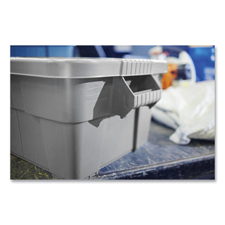 Rubbermaid® Commercial BRUTE Tote with Lid, 14 gal, 27.5" x 16.75" x 10.75", Gray (RCP9S30GRAEA)