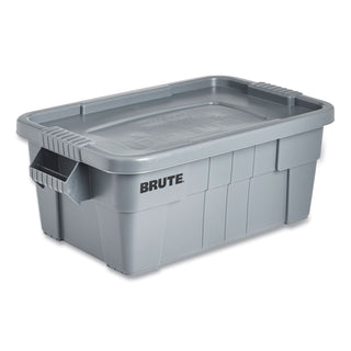 Rubbermaid® Commercial BRUTE Tote with Lid, 14 gal, 27.5" x 16.75" x 10.75", Gray (RCP9S30GRAEA)