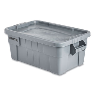 Rubbermaid® Commercial BRUTE Tote with Lid, 14 gal, 27.5" x 16.75" x 10.75", Gray (RCP9S30GRAEA)
