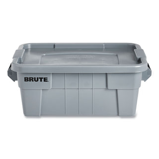 Rubbermaid® Commercial BRUTE Tote with Lid, 14 gal, 27.5" x 16.75" x 10.75", Gray (RCP9S30GRAEA)