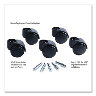Master Caster® Deluxe Futura Casters, Polyurethane, B and K Stems, 120 lbs/Caster, 5/Set (MAS23620)