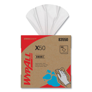 WypAll® X50 Cloths, POP-UP Box, 12.5 x 9.1, White, 168/Box, 10 Boxes/Carton (KCC83550)