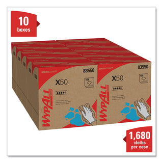 WypAll® X50 Cloths, POP-UP Box, 12.5 x 9.1, White, 168/Box, 10 Boxes/Carton (KCC83550)