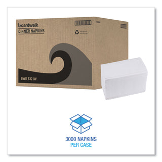 Boardwalk® 1/8-Fold Dinner Napkins, 2-Ply, 15 x 17, White, 300/Pack, 10 Packs/Carton (BWK8321)