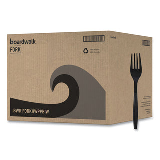 Boardwalk® Heavyweight Wrapped Polypropylene Cutlery, Fork, Black, 1,000/Carton (BWKFORKHWPPBIW)