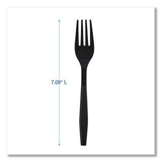 Boardwalk® Heavyweight Wrapped Polypropylene Cutlery, Fork, Black, 1,000/Carton (BWKFORKHWPPBIW)
