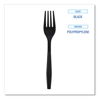 Boardwalk® Heavyweight Wrapped Polypropylene Cutlery, Fork, Black, 1,000/Carton (BWKFORKHWPPBIW)