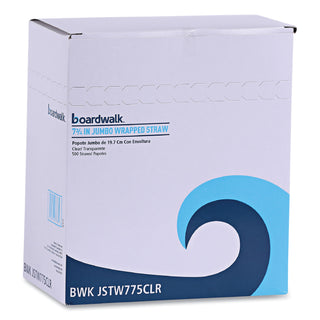 Boardwalk® Wrapped Jumbo Straws, 7.75", Polypropylene, Clear, 12,000/Carton (BWKJSTW775CLR)