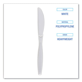 Boardwalk® Heavyweight Polypropylene Cutlery, Knife, White, 1000/Carton (BWKKNIFEHWPPWH)