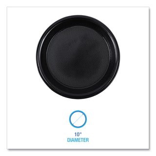 Boardwalk® Hi-Impact Plastic Dinnerware, Plate, 10" dia, Black, 125/Sleeve, 4 Sleeves/Carton (BWKPLHIPS10BL)