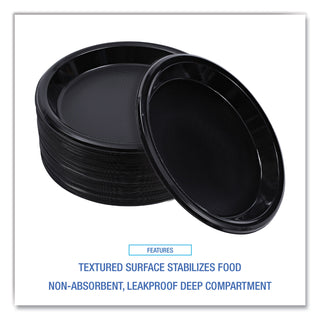 Boardwalk® Hi-Impact Plastic Dinnerware, Plate, 10" dia, Black, 125/Sleeve, 4 Sleeves/Carton (BWKPLHIPS10BL)