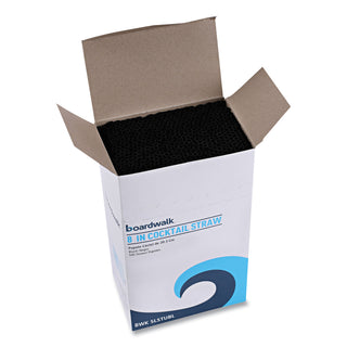 Boardwalk® Cocktail Straws, 8", Polypropylene, Black, 5,000/Carton (BWKSLSTUBL)