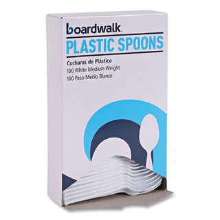 Boardwalk® Mediumweight Polystyrene Cutlery, Teaspoon, White, 10 Boxes of 100/Carton (BWKSPOONMWPSCT)