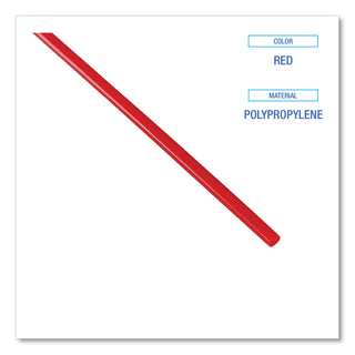 Boardwalk® Single-Tube Stir-Straws,5.25", Polypropylene, Red, 1,000/Pack, 10 Packs/Carton (BWKSTRU525R10)