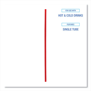 Boardwalk® Single-Tube Stir-Straws,5.25", Polypropylene, Red, 1,000/Pack, 10 Packs/Carton (BWKSTRU525R10)
