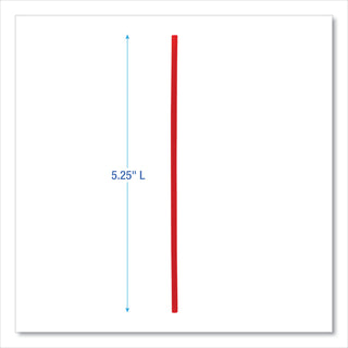 Boardwalk® Single-Tube Stir-Straws,5.25", Polypropylene, Red, 1,000/Pack, 10 Packs/Carton (BWKSTRU525R10)