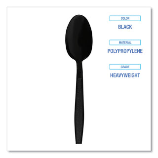 Boardwalk® Heavyweight Polypropylene Cutlery, Teaspoon, Black, 1000/Carton (BWKTEAHWPPBLA)