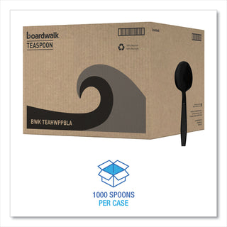 Boardwalk® Heavyweight Polypropylene Cutlery, Teaspoon, Black, 1000/Carton (BWKTEAHWPPBLA)