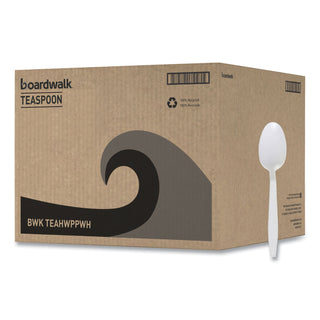 Boardwalk® Heavyweight Polypropylene Cutlery, Teaspoon, White, 1000/Carton (BWKTEAHWPPWH)