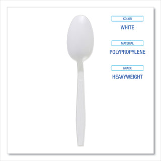 Boardwalk® Heavyweight Polypropylene Cutlery, Teaspoon, White, 1000/Carton (BWKTEAHWPPWH)