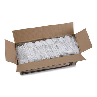 Boardwalk® Heavyweight Polypropylene Cutlery, Teaspoon, White, 1000/Carton (BWKTEAHWPPWH)