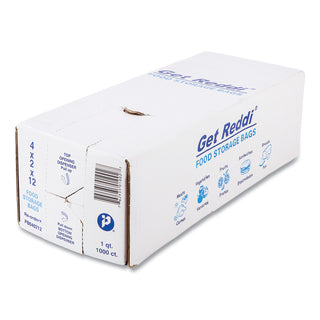 InteplastPitt Get Reddi Food & Poly Bag, 4x2x12, 1-Quart, 0.68 Mil, Clear, 1000/Carton (IBSPB040212)