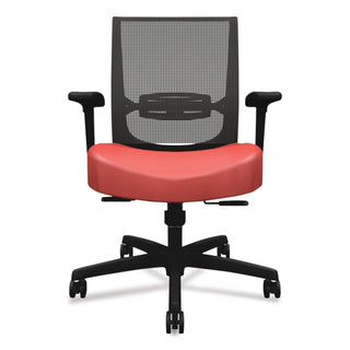 HON® Convergence Mid-Back Task Chair with Syncho-Tilt Control with Seat Slide, Supports up to 275 lbs, Red Seat, Black Back/Base (HONCMY1ACU67)