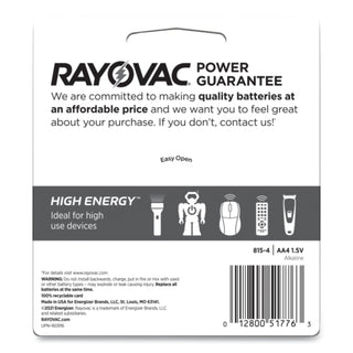 Rayovac® High Energy Premium Alkaline AA Batteries, 4/Pack (RAY8154K) (RAY8154J)