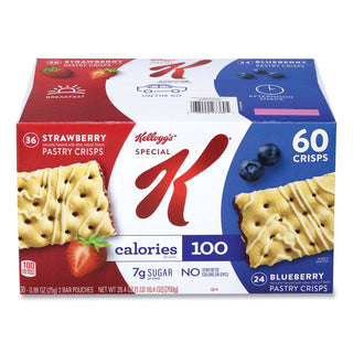 Kellogg's® Special K Pastry Crisps, Blueberry/Brown Sugar Cinnamon/Strawberry, 0.88 oz, 30 Pouches/Box (GRR22001007)