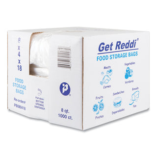 InteplastPitt Food Bags, 8 qt, 0.85 mil, 8" x 18", Clear, 1,000/Carton (IBSPB080418)