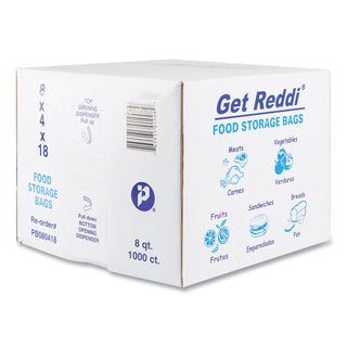 InteplastPitt Food Bags, 8 qt, 0.85 mil, 8" x 18", Clear, 1,000/Carton (IBSPB080418)