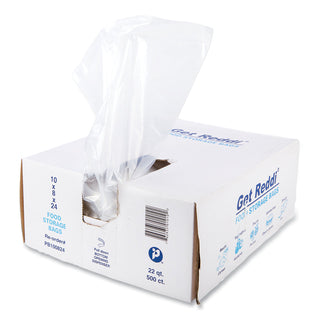 InteplastPitt Get Reddi Food & Poly Bag, 10 x 8 x 24, 22-Quart, 1.00 Mil, Clear, 500/Carton (IBSPB100824)