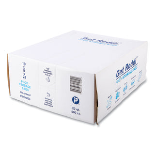 InteplastPitt Get Reddi Food & Poly Bag, 10 x 8 x 24, 22-Quart, 1.00 Mil, Clear, 500/Carton (IBSPB100824)