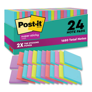 Post-it® Pads in Supernova Neon Collection Colors, Cabinet Pack, 3" x 3", 70 Sheets/Pad, 24 Pads/Pack (MMM65424SSMIACP)