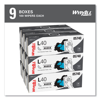 WypAll® L40 Towels, POP-UP Box, 9.8 x 16.4, Blue, 100/Box, 9 Boxes/Carton (05740KIM)