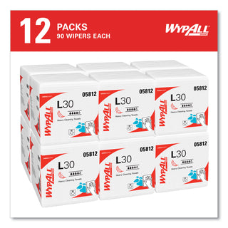 WypAll® L30 Towels, Quarter Fold, 12 1/2 x 12, 90/Box, 12 Boxes/Carton (KIM05812)