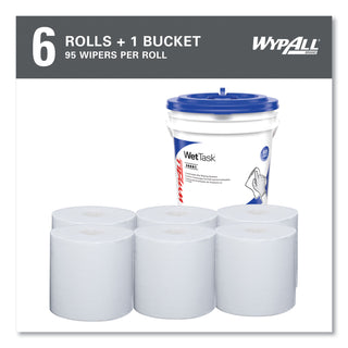 WypAll® Power Clean Wipers for WetTask Customizable Wet Wiping System with (1) Bucket, 6 x 12, Unscented, 95/Roll, 6 Rolls/Carton (KCC06001)